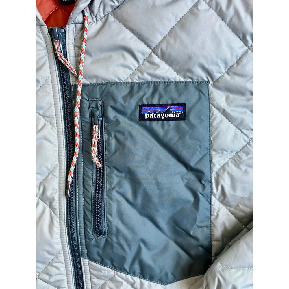 Patagonia Mens Small Diamond Quilted Bomber Hoody Smolder Blue Colorway